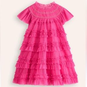 Mini Boden Pink Winnie Tiered Tulle Dress, size 5-6y